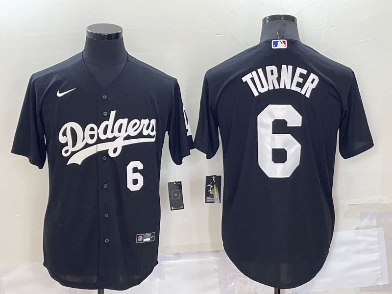 Men Los Angeles Dodgers #6 Turner Black Inversion Nike 2022 MLB Jerseys